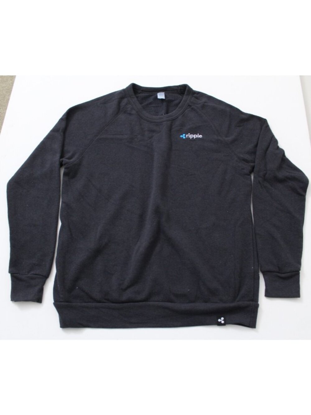 Ripple Crypto Alternative Mens L Black Eco Fleece Crewneck Sweatshirt XRP Promo